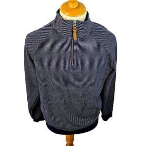 Cutter & Buck Quarter Zip Pullover Blue Stripe Long Sleeve Standing Collar Men S